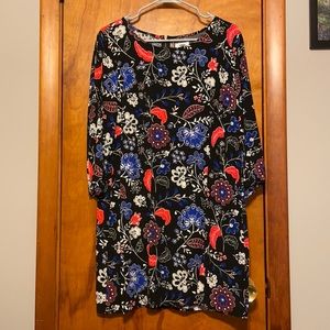 Black and Floral Shift Dress